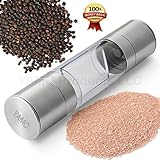 YAMO Salt & Pepper Mill Set 2 in 1 - Salt and Pepper Grinder Set with Adjustable Ceramic Grinding Mechanism - Premium Quality Stainless Steel