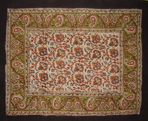 Reversible Cotton Pillow Sham Kalamkari Block Print 28" x 24" Multi Color