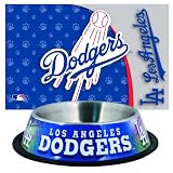 MLB Los Angeles Dodgers Pet Bowl and Mat Combo