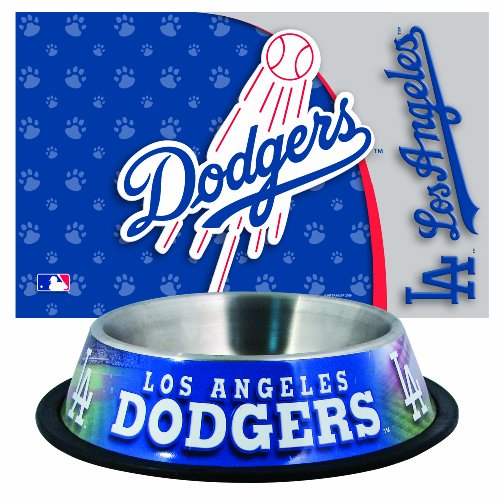 MLB Los Angeles Dodgers Pet Bowl and Mat Combo
