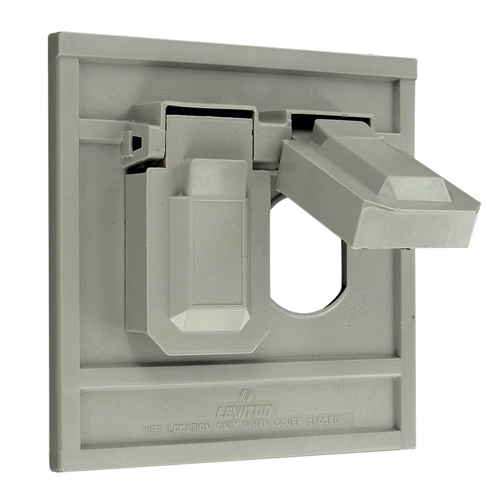 Leviton 4986GY 1Gang Duplex Device Wallplate Cover, Oversize, Weather