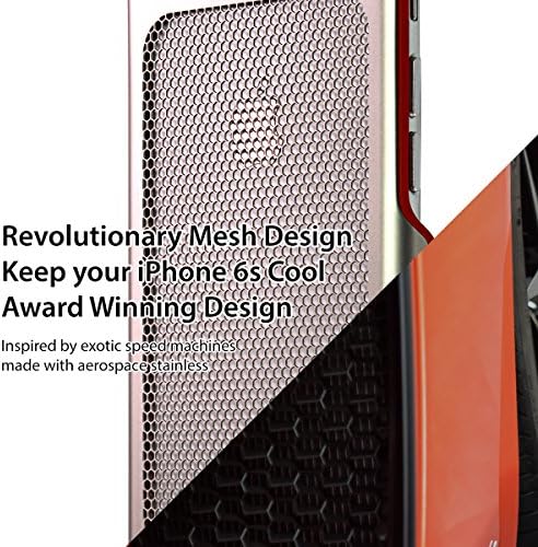 iPhone 6s Case, COOLMESH Aerospace Stainless Steel Case for iPhone 6 /6s - White/Red Trim Dot