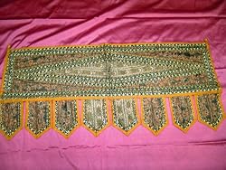 Free Ship Golden Beads Sari Toran Wall Tapestry Topper Valance