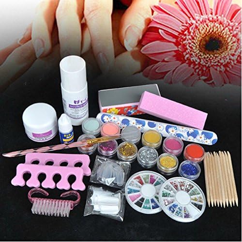 Nicedeco Basic Acrylic 6 Powder Liquid KITS NAIL ART TIP KIT 6 Glitter Tool