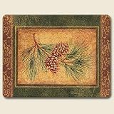 Rustic Lodge Pine Cones 10"x8" Tempered Glass Cutting Board