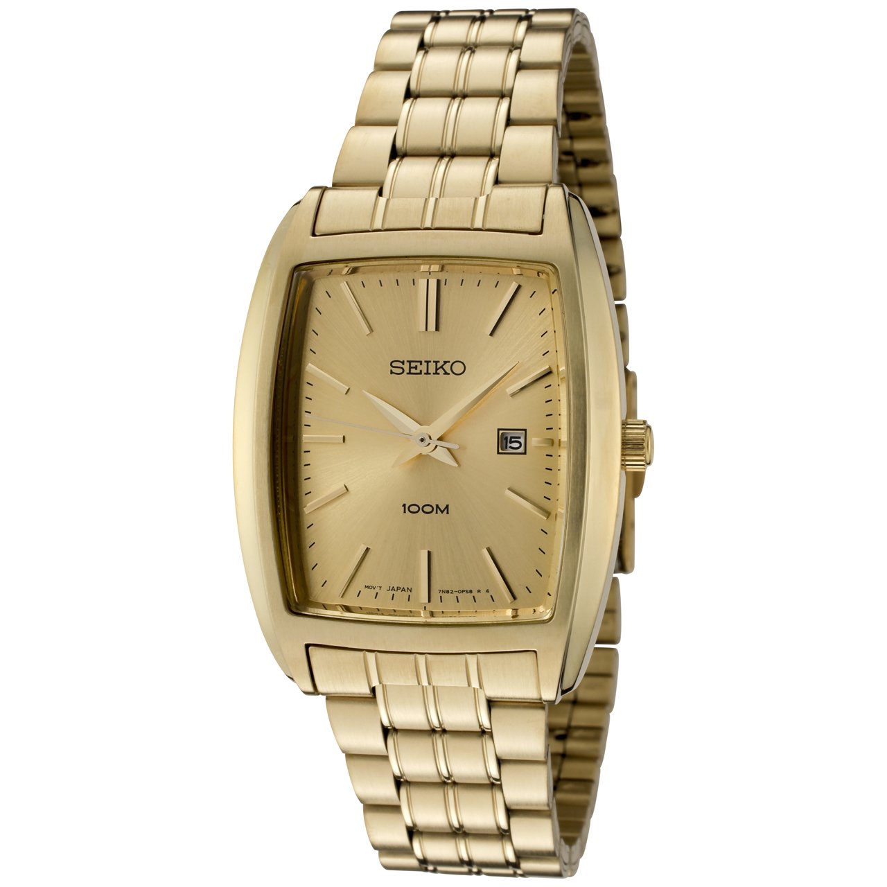 Seiko Men’s SXD838P1 Gold Dial Gold-Tone Stainless Steel Watch