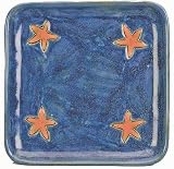 8.5 MARA Collectible Stoneware LUNCH Salad SQUARE PLATE SEA SHELL Ocean BLUE Design