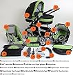Clamaro "CORAL 2016" Kinderwagen 3 in 1 Kombi System (24 Farben wählbar) mit Babywanne, Sport Buggy und Auto Babyschale Aufsatz (ISOFIX), Alu-Stahl Gestell mit Luftreifen und einstellbarer Fahwerk Federung, vorne mit 360° Schwenkrädern und hinten mit E