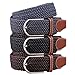 BMC Mens Wear 3pc Stretchy Woven Design Tricolor One Size Adjustable Belt Set