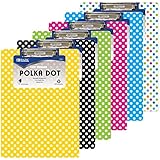 6 Pk, BAZIC Standard Size Polka Dot Paperboard Clipboard w/ Low Profile Clip (Colors May Vary)