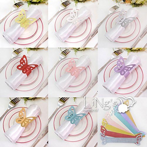 CYNDIE Decoration Wedding Paper Butterfly Napkin Rings Anniversray Party Favour Table Decorations Purple50pcs