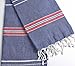 Paradise Series Turkish Bath Towels – Traditional Peshtemal Design for Bathrooms, Beach, Sauna – 100% Natural Cotton, Ultra-Soft, Fast-Drying, Absorbent – Warm, Rich Colors with Stripes Dark Blue/Red