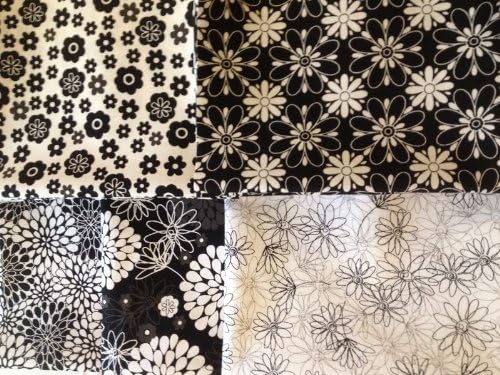 Assorted Collection of Black & White Quilting Fabrics, Fat Quarter