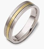 5mm Stylish Platinum and 18 Karat Gold Comfort Fit Wedding Band Ring