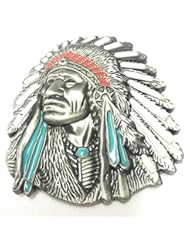 Home: 3d Native American Old West Indian Warrior Chief Belt Buckle Biker Motorcycle Vintage Silver - Sallan