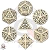 Q-Workshop Polyhedral 7-Die Set: Carved Steampunk Dice Set (Beige & Black)