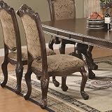 Set of 2 Dining Chairs with Upholstered Cushioned Seat in Brown Cherry Finish