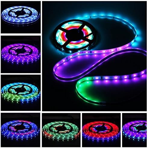 Hintel 5M Magic Dream Color 5050 RGB 6803 IC IP67 Waterproof LED Strip Light & 133 Change RF Remote Controller & 12V 5A Power Supply