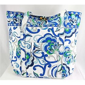 Vera Bradley Mediterranean White Vera Bag ~Nice Size