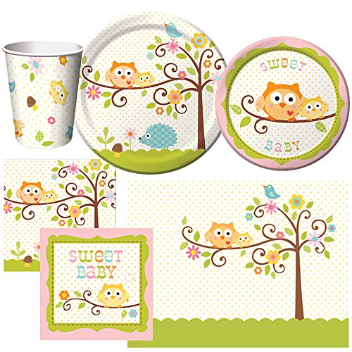 Creative Converting Happi Tree Party Supplies Pack Including Cups, Plates, Napkins, and a Table Cover for 16 Guests.