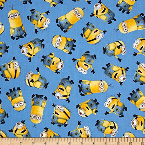 Universal Despicable Me 1 in A Minion Tossed Minions Blue Fabric By The Yard