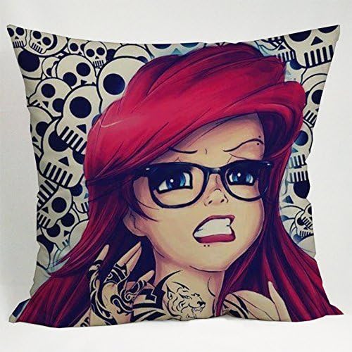 Derhamstore Disney Punk Rock Ariel Mermaid Pattern Unique Fashion printing Plush cloth 18 X 18 inch Pillowcase