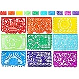 Luna Bazaar Mexican Papel Picado Tissue Paper Banner (ONE 13-Foot Strand with 10 Cut-Out Designs, Multicolor) - For Fiesta Decorations and Cinco de Mayo Parties