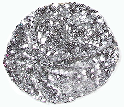 Vintage Women Lady Sparkly Shining Sequin Beret Hat Party Beanie Cap Club Dance Silver