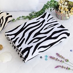 [Animal Zebra - White] Coral Fleece Throw Blanket (59.1 by 78.7 inches)