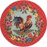 123 Creations C556.4 foot round Rooster with Fruits Petit Point Hooked Rug - 100 Percent Wool 120L