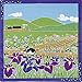 Furoshiki Japanese Traditional Wrapping Cloth Tapestry Made in Japan, Walking a cat named Tama, Flower Iris, 19.7x19.7inches(50x50cm)