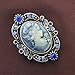 Royal Blue Cameo Brooch Pin Charm for Women Necklace Pendant Compatible