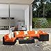 Do4U Home Decorative Hand Made Pillow Cover Fiber Waterproof Throw Pillow Case Cushion Cover For Travel Use,Indoor, Outdoor,Rattan Sofa 18 x 18 inches (Orange)