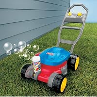 Lawn mower blowing bubbles
