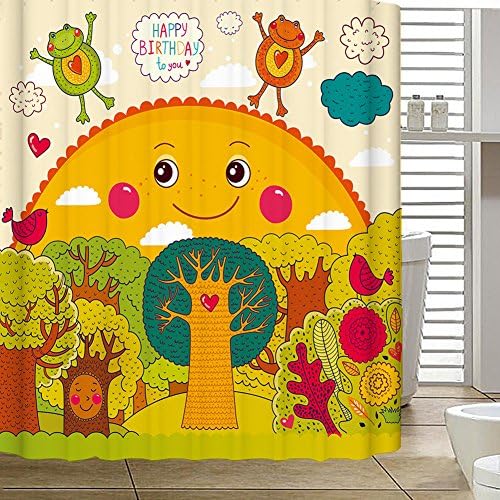 The Rising Sun Pattern Shower Curtain Bath Decorations Bathroom Decor Sets with Hooks (71"x71")