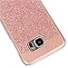 Galaxy S7 Edge Case, Imikoko™ Rose Gold Luxury Hybrid Beauty Crystal Rhinestone with Gold Sparkle Glitter PC Hard Diamond Case Cover for Samsung Galaxy S7 Edge (Rose Gold) (Rose Gold)