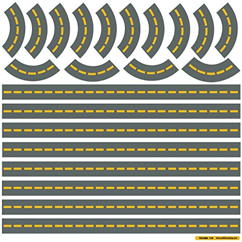 Extra Road Straight and Curved for Trucks Cars Wall Decals ROAD ONLY (Repositionable) Peel and Stick!