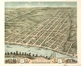 Bird's eye view of the city of Clarksville, Montgomery County, Tennessee 1870. Merchant Lith. Co., large historic panoramic map reprint 44x36