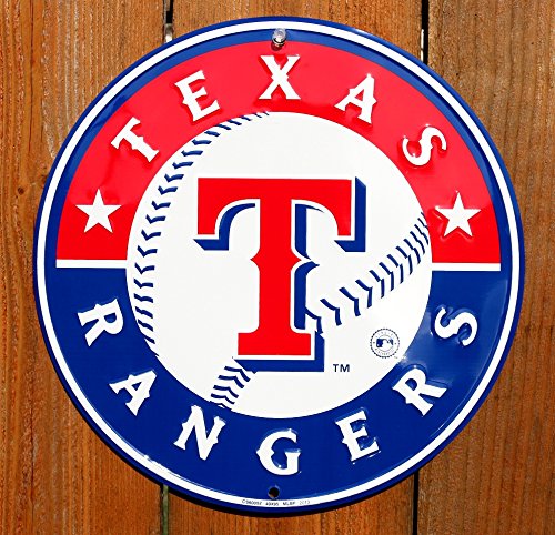 Texas Rangers 12 inch Baseball Style Metal Circle Sign