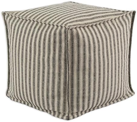 Chooty Hayes Black Seamed Beads Hassock, 17 by 17-Inch, Black/Khaki