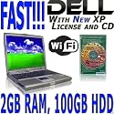 DELL Latitude Super Fast Laptop, 2GB RAM, 100GB Hard Drive, Built-In WiFi Wireless, DVD Player, CD Burner/Recorder, Intel Mobile (M) Processor, USB 2.0, Notebook Computer, New Licensed Windows XP and Genuine Sealed CD