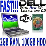DELL Latitude Super Fast Laptop, 2GB RAM, 100GB Hard Drive, Built-In WiFi Wireless, DVD Player, CD Burner/Recorder, Intel Mobile (M) Processor, USB 2.0, Notebook Computer, New Licensed Windows XP and Genuine Sealed CD