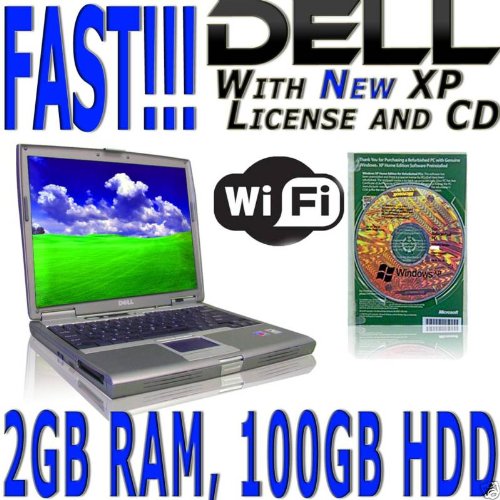 DELL Latitude Super Fast Laptop, 2GB RAM, 100GB Hard Drive, Built-In WiFi Wireless, DVD Player, CD Burner/Recorder, Intel Mobile (M) Processor, USB 2.0, Notebook Computer, New Licensed Windows XP and Genuine Sealed CD