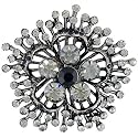 Vintage Complicated Dark Silver Tone Studded Flower Animal Brooches Pin