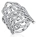Women Stainless Steel Silver Celtic Rings Cubic Zirconia