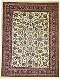 10x13 Ivory Persian Hand Knotted Mashad Rug