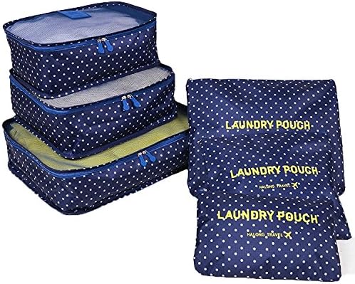 Travel Luggage Organizers Handle Compression Pouches, 6 sets-DGXH(Navy)