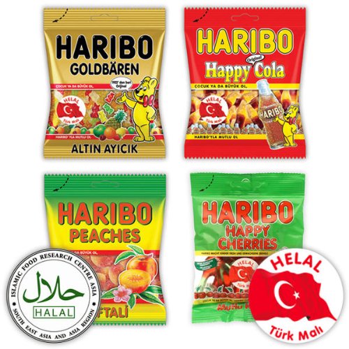 Haribo Helal / Halal, Bestseller Set, Gummibärchen, Weingummi, Fruchtgummi, 380g