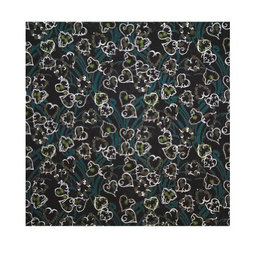 Black & Teal Heart Floral 'Minako' Liberty Lawn Cotton Handkerchief