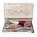 b.m.c BMC Womens Perforated Cut Out Gold Accent Foldover Pouch Fashion Clutch Handbag
